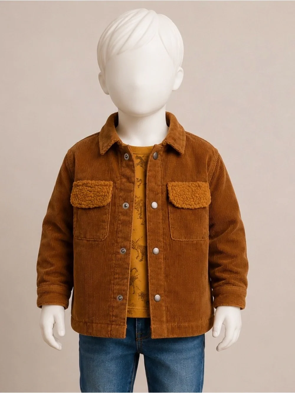 Cat & Jack Brown Corduroy Sherpa-Trim Jean Jacket